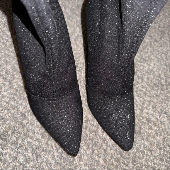 Brash Spicy Sparkle sock booties in black with a pointed toe and stiletto heel - Picture 7 of 11